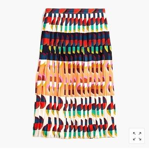 Jcrew pleated midi skirt in art deco print